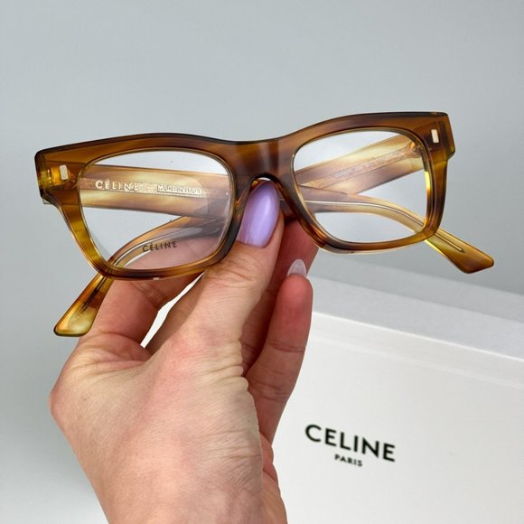 Celine CL50011I 056 BRAND NEW Eyeglasses Striped Honey Havana Square Women - Picture 2 of 11